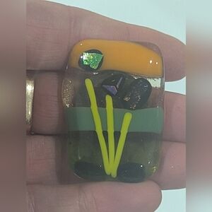 Hand Crafted artisan made fused glass landscape magnet. Stocking Stuffer